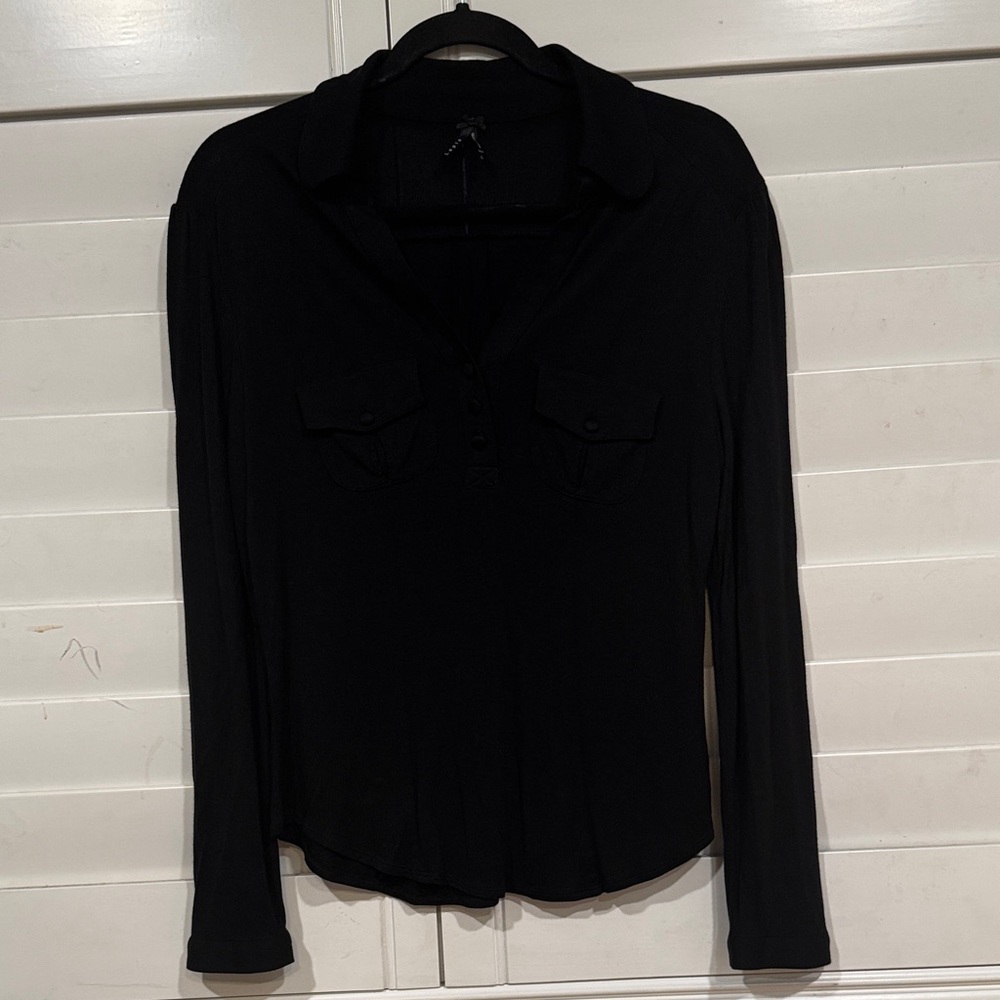 Lapis Black Button Down Women's Shirt